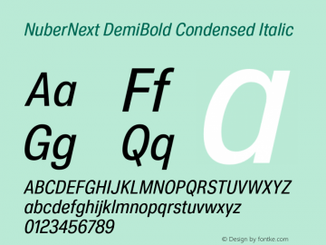 NuberNext DemiBold Condensed Italic Version 001.002 February 2020图片样张