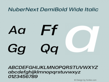 NuberNext DemiBold Wide Italic Version 001.002 February 2020图片样张