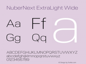 NuberNext ExtraLight Wide Version 001.002 February 2020图片样张
