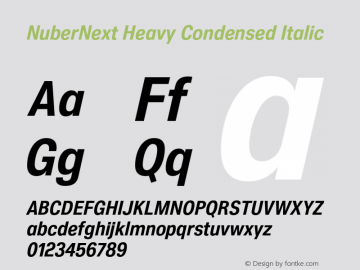 NuberNext Heavy Condensed Italic Version 001.002 February 2020图片样张