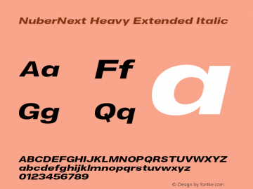 NuberNext Heavy Extended Italic Version 001.002 February 2020图片样张