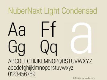 NuberNext Light Condensed Version 001.002 February 2020图片样张