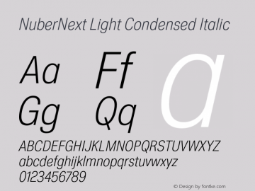 NuberNext Light Condensed Italic Version 001.002 February 2020图片样张