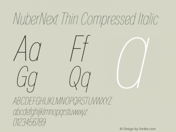 NuberNext Thin Compressed Italic Version 001.002 February 2020图片样张