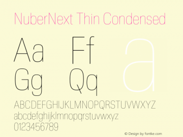 NuberNext Thin Condensed Version 001.002 February 2020图片样张