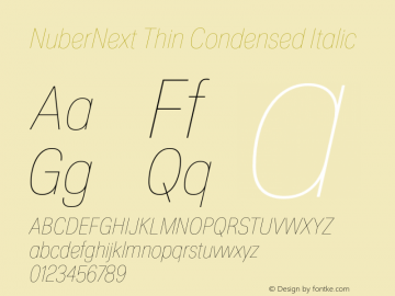 NuberNext Thin Condensed Italic Version 001.002 February 2020图片样张