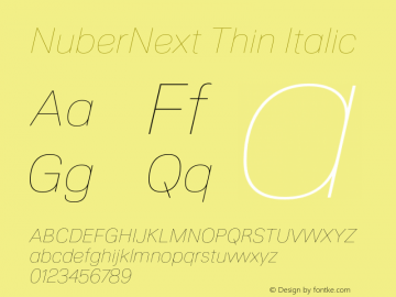 NuberNext Thin Italic Version 001.002 February 2020图片样张