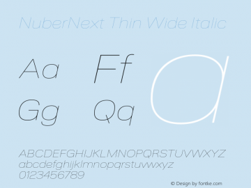 NuberNext Thin Wide Italic Version 001.002 February 2020图片样张