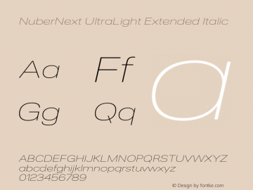 NuberNext UltraLight Extended Italic Version 001.002 February 2020图片样张
