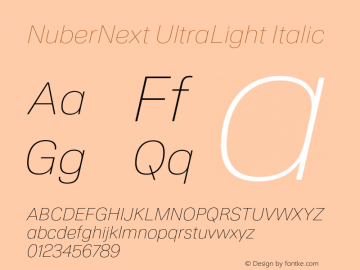 NuberNext UltraLight Italic Version 001.002 February 2020图片样张