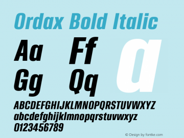 Ordax Bold Italic Version 001.000 Jun 2018图片样张