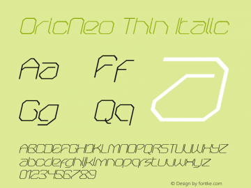 OricNeo Thin Italic Version 001.000图片样张