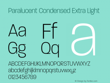 Paralucent Condensed Extra Light Version 3.000;hotconv 1.0.109;makeotfexe 2.5.65596图片样张