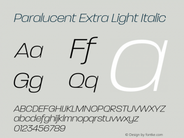Paralucent Extra Light Italic Version 7.000;FEAKit 1.0图片样张