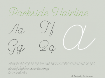 Parkside Hairline Version 1.007; ttfautohint (v1.8)图片样张