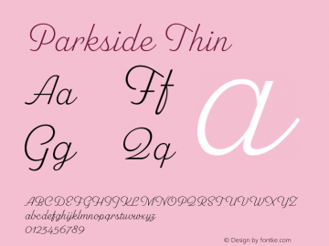 Parkside Thin Version 1.007; ttfautohint (v1.8)图片样张