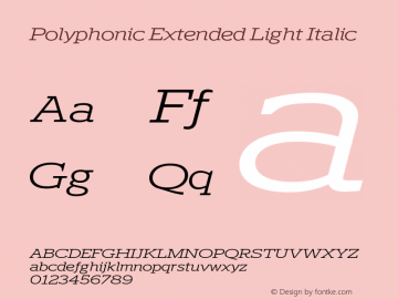 Polyphonic Extended Light Italic Version 1.000;PS 001.000;hotconv 1.0.88;makeotf.lib2.5.64775图片样张