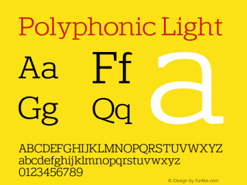 Polyphonic Light Version 1.000;PS 001.000;hotconv 1.0.88;makeotf.lib2.5.64775图片样张