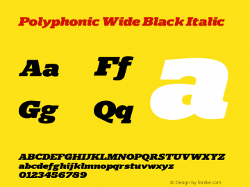 Polyphonic Wide Black Italic Version 1.000;PS 001.000;hotconv 1.0.88;makeotf.lib2.5.64775图片样张