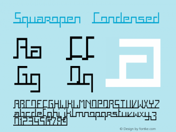 Squaropen Condensed Fontographer 4.7 30/10/06 FG4M­0000002045 Font Sample