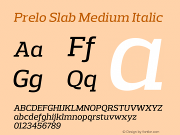 PreloSlab-Medium Italic Version 1.0图片样张