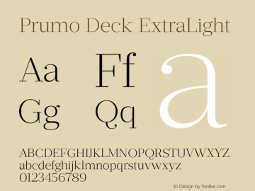 Prumo Deck ExtraLight Version 1.001;PS 001.001;hotconv 1.0.70;makeotf.lib2.5.58329图片样张