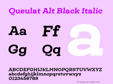 QueulatAlt-BlackItalic Version 1.000;PS 001.000;hotconv 1.0.88;makeotf.lib2.5.64775图片样张