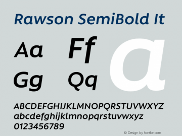 Rawson SemiBold It Version 1.000;PS 001.000;hotconv 1.0.88;makeotf.lib2.5.64775图片样张