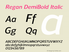 Regan-DemiBoldItalic Version 1.001;PS 001.001;hotconv 1.0.56;makeotf.lib2.0.21325图片样张