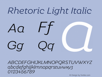 Rhetoric Light Italic Version 2.000;FEAKit 1.0图片样张