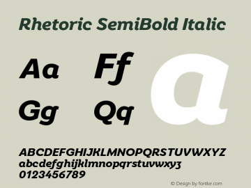Rhetoric SemiBold Italic Version 2.000;FEAKit 1.0图片样张
