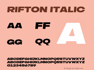 Rifton Italic Version 1.000;PS 001.000;hotconv 1.0.88;makeotf.lib2.5.64775图片样张