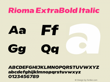 Rioma ExtraBold Italic Version 1.000图片样张