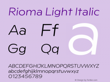 Rioma Light Italic Version 1.000图片样张