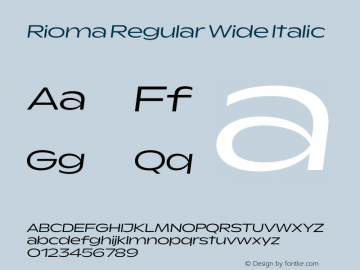 Rioma Regular Wide Italic Version 1.000图片样张