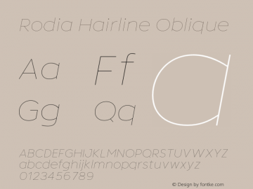 Rodia Hairline Oblique Version 1.100;FEAKit 1.0图片样张