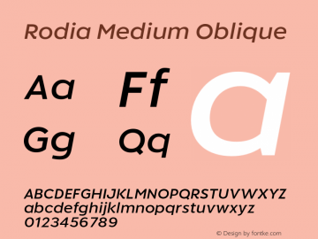 Rodia Medium Oblique Version 1.100;FEAKit 1.0图片样张