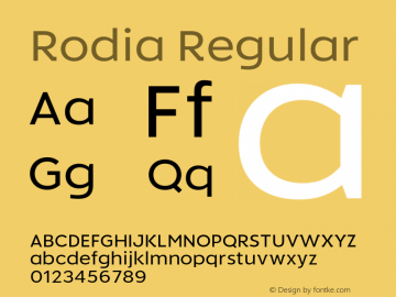 Rodia Regular Version 1.100;FEAKit 1.0图片样张