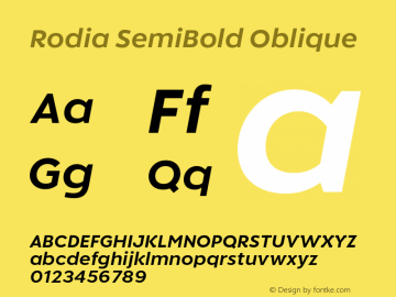 Rodia SemiBold Oblique Version 1.100;FEAKit 1.0图片样张
