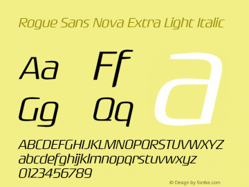 Rogue Sans Nova Extra Light Italic Version 4.000;PS 004.000;hotconv 1.0.88;makeotf.lib2.5.64775图片样张