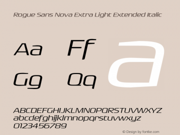 Rogue Sans Nova Extra Light Extended Italic Version 4.000;PS 004.000;hotconv 1.0.88;makeotf.lib2.5.64775图片样张