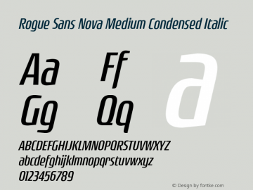 Rogue Sans Nova Medium Condensed Italic Version 4.000;PS 004.000;hotconv 1.0.88;makeotf.lib2.5.64775图片样张