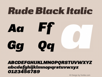 Rude Black Italic Version 1.001;PS 001.001;hotconv 1.0.70;makeotf.lib2.5.58329图片样张