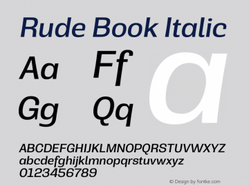 Rude Book Italic Version 1.001;PS 001.001;hotconv 1.0.70;makeotf.lib2.5.58329图片样张