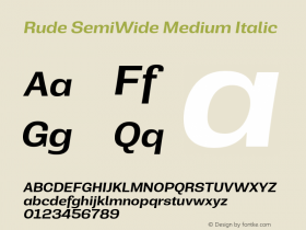 Rude SemiWide Medium Italic Version 1.001;PS 001.001;hotconv 1.0.70;makeotf.lib2.5.58329图片样张