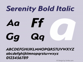 Serenity Bold Italic Version 2.000;PS 002.000;hotconv 1.0.88;makeotf.lib2.5.64775图片样张