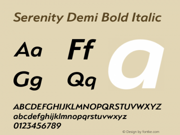 Serenity Demi Bold Italic Version 2.000;PS 002.000;hotconv 1.0.88;makeotf.lib2.5.64775图片样张