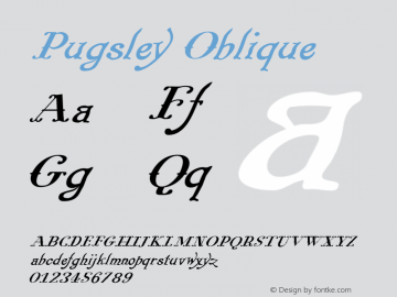 Pugsley Oblique Version 0.2 Font Sample