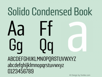SolidoCondensed-Book Version 1.001;PS 001.001;hotconv 1.0.56;makeotf.lib2.0.21325图片样张