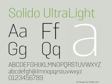 Solido-UltraLight Version 1.001;PS 001.001;hotconv 1.0.56;makeotf.lib2.0.21325图片样张